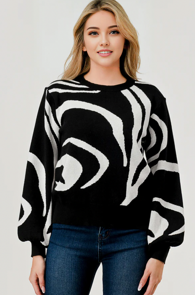 Ziggy Sweater | Black/White