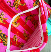 Quilted Duffle Overnight Bag | Pink Red Stripe Tiger