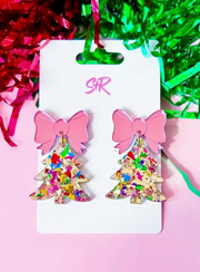 Bow-tiful Gold Confetti Acrylic Earrings