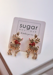 Rhinestone Rudolph Earring