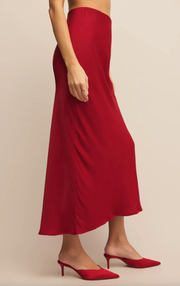 Europa Luxe Sheen Midi Skirt | Haute Red