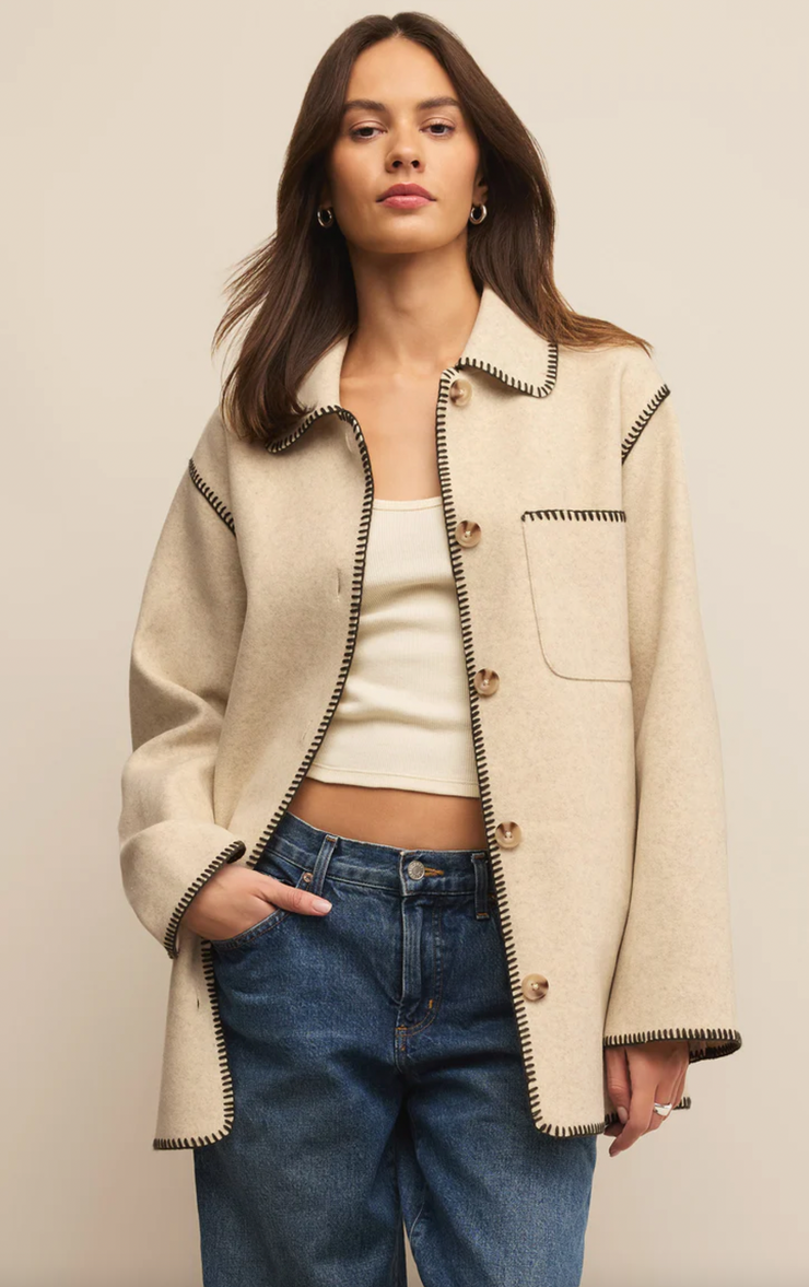 Olivia Whipstitch Jacket | Oatmeal Heather