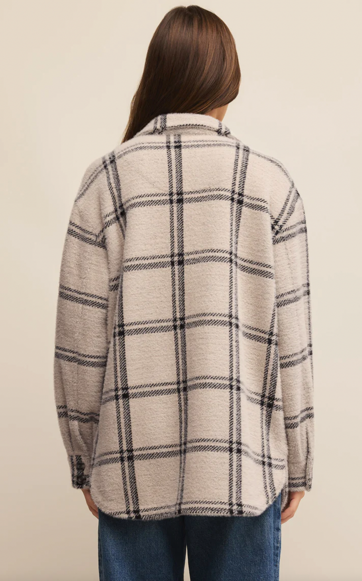 Plaid Tucker Shirt Jacket | Crystal Grey