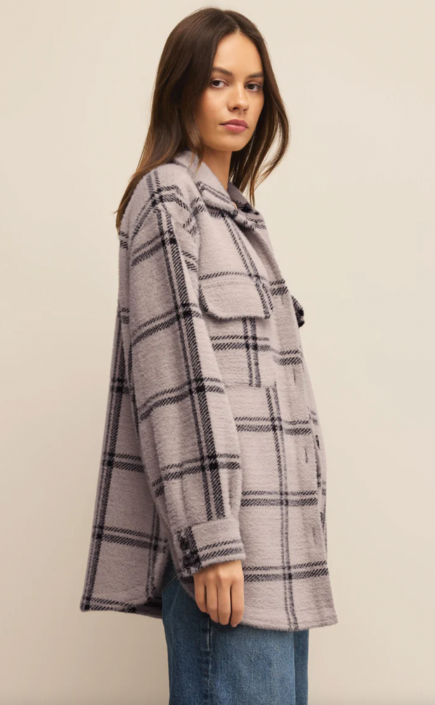 Plaid Tucker Shirt Jacket | Crystal Grey