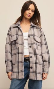 Plaid Tucker Shirt Jacket | Crystal Grey