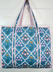 Quilted Tiger Tote | Blue Wildflowers