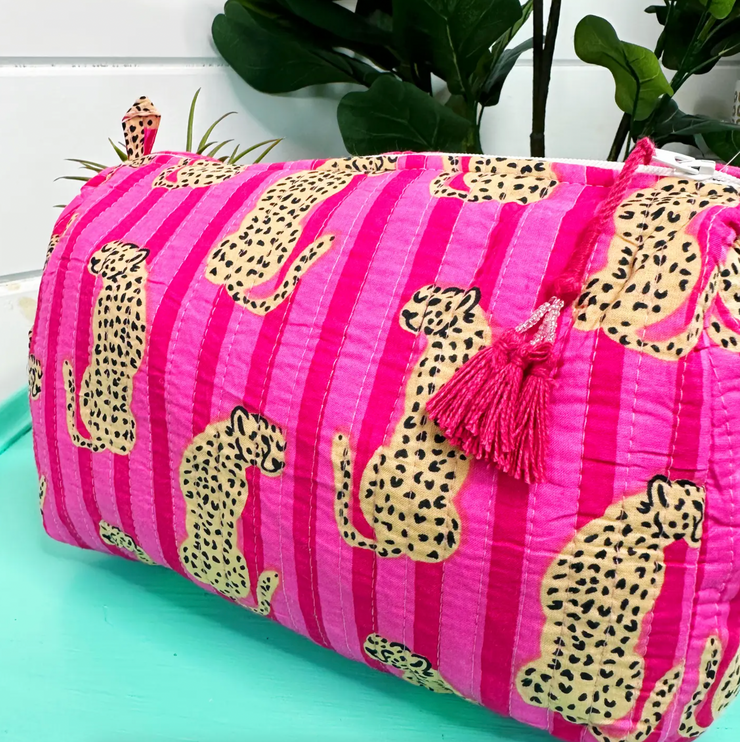 Quilted Cosmetic Bag | Pink Jaguar