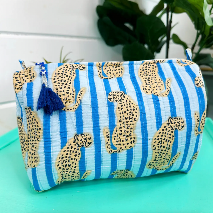 Quilted Cosmetic Bag | Blue Jaguar