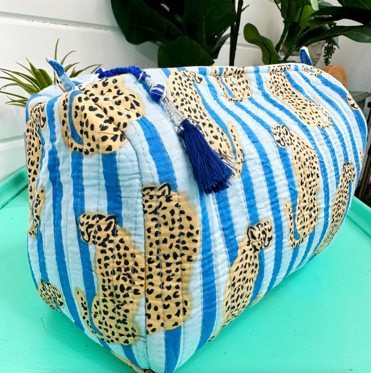 Quilted Cosmetic Bag | Blue Jaguar