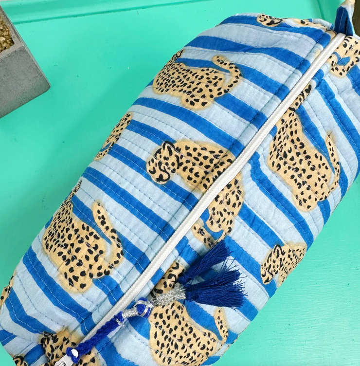 Quilted Cosmetic Bag | Blue Jaguar