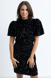 Kiss Me at Midnight Sequin  Dress | Black