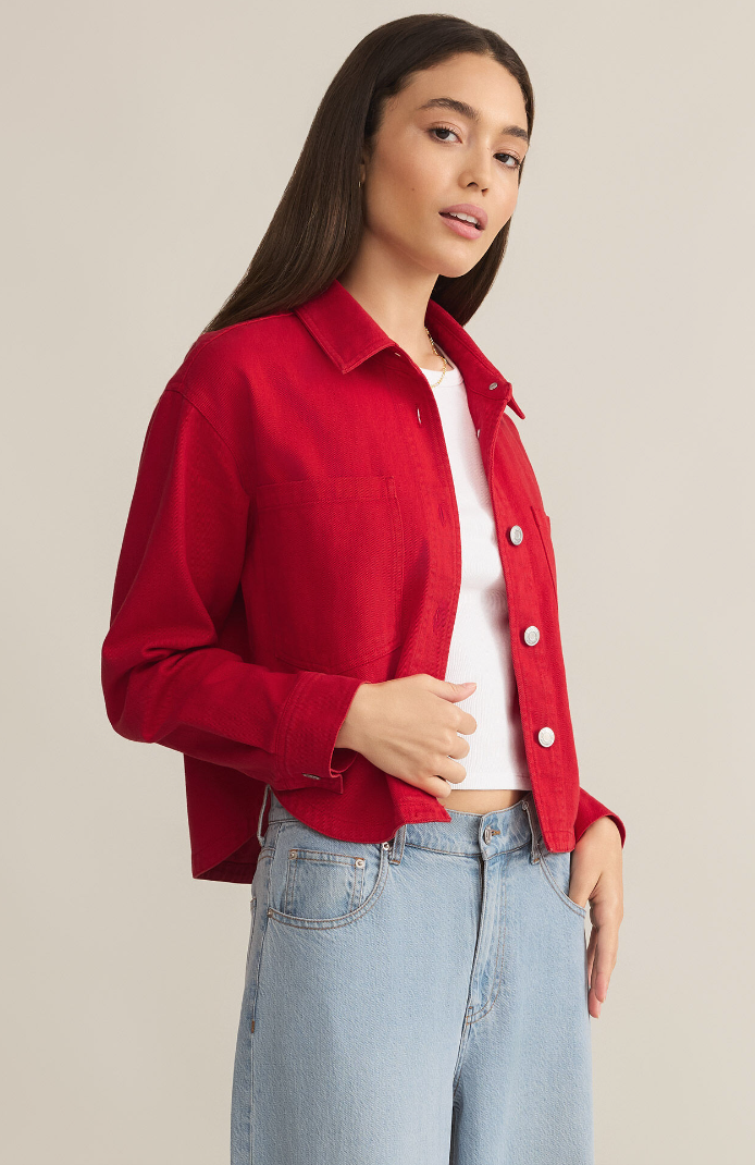 All Day Cropped Denim Jacket | Cherry