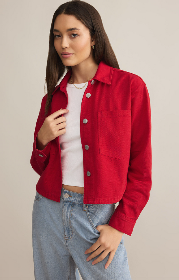 All Day Cropped Denim Jacket | Cherry