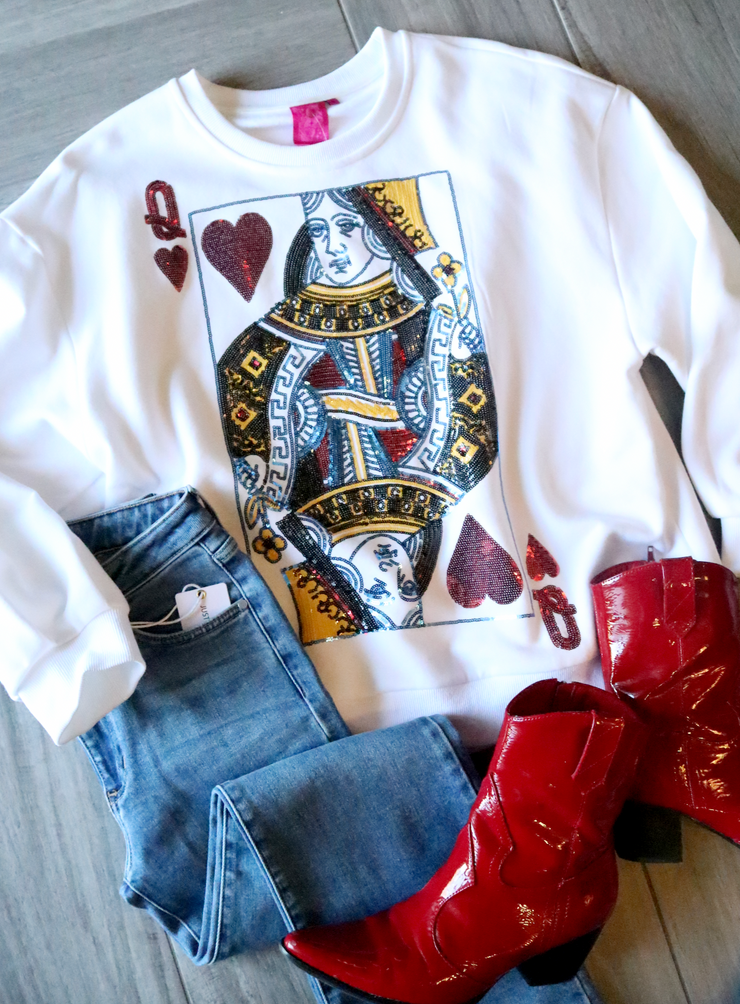 Queen of Hearts Card Sweatshirt