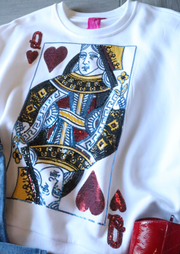 Queen of Hearts Card Sweatshirt