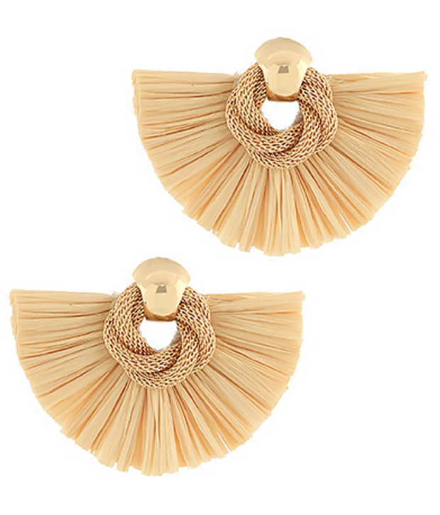 Half Fan Knot Raffia Earring | Natural