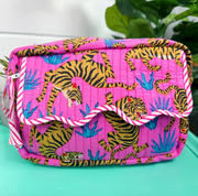 Ruffled Toiletry Bag | Pink Blue Tiger