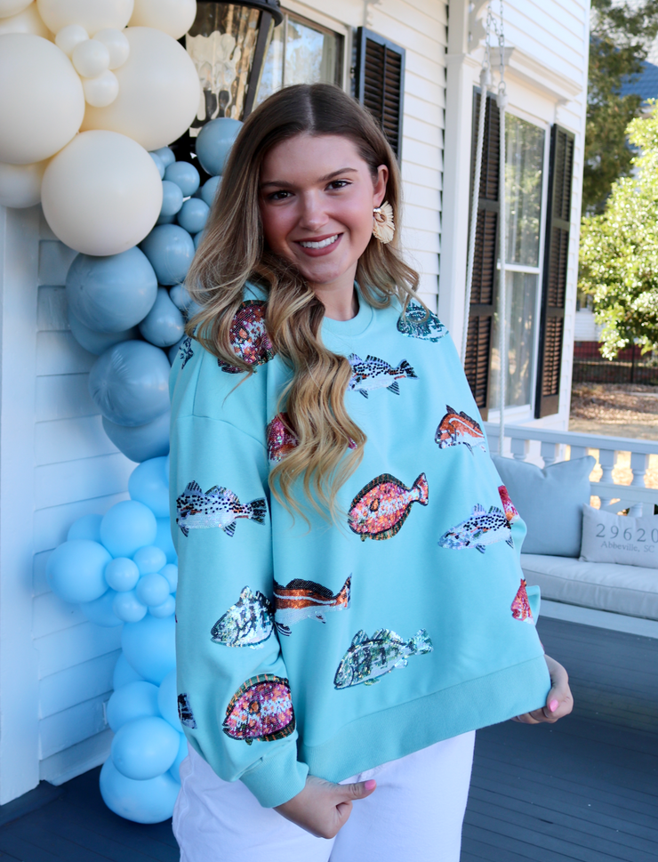 Fishy Fishy Sweatshirt | Light Blue