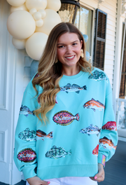 Fishy Fishy Sweatshirt | Light Blue