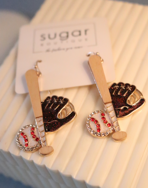 Baseball Trifecta Earring