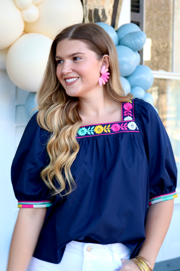 La Fiesta Floral Trim Top