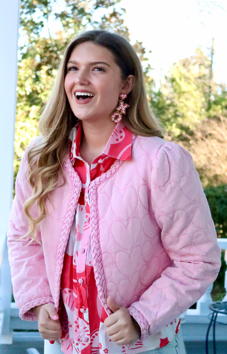 Heart Stitch Denim Jacket | Bubblegum