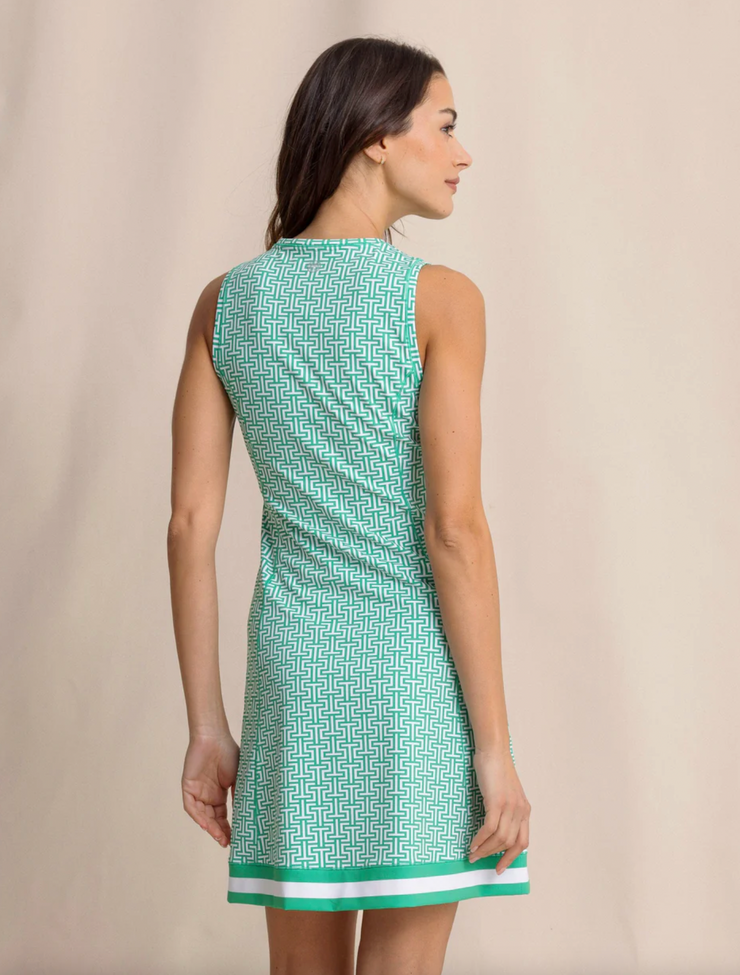 Lyllee Geo Printed Performance Dress | Simply Green