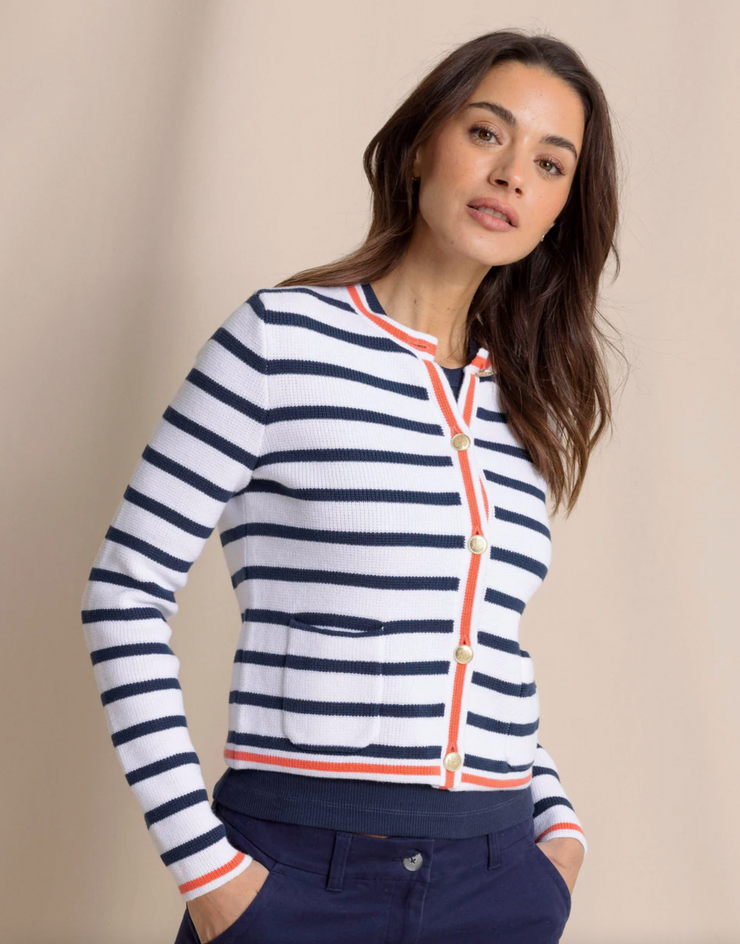 Marlene Striped Button Front Cardigan