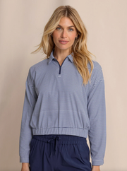 Kira Half Zip Stripe Pullover | Dress Blue