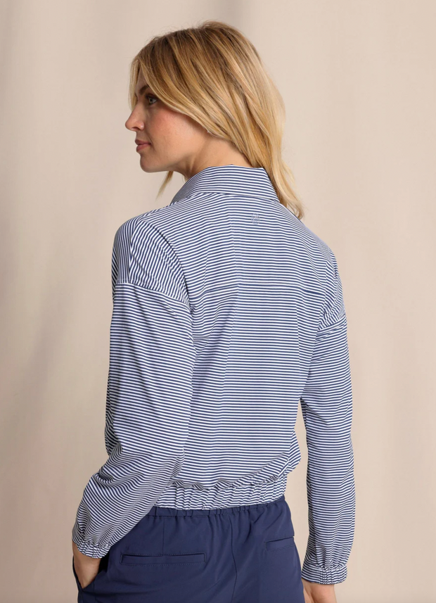 Kira Half Zip Stripe Pullover | Dress Blue