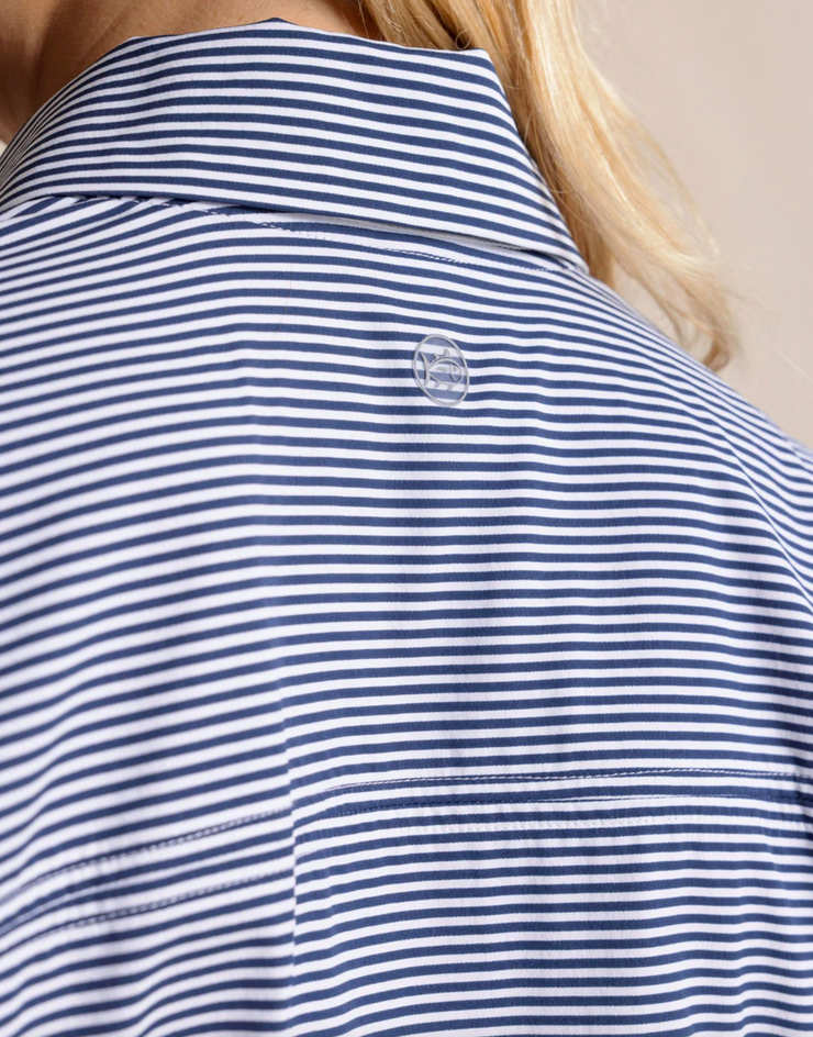 Kira Half Zip Stripe Pullover | Dress Blue