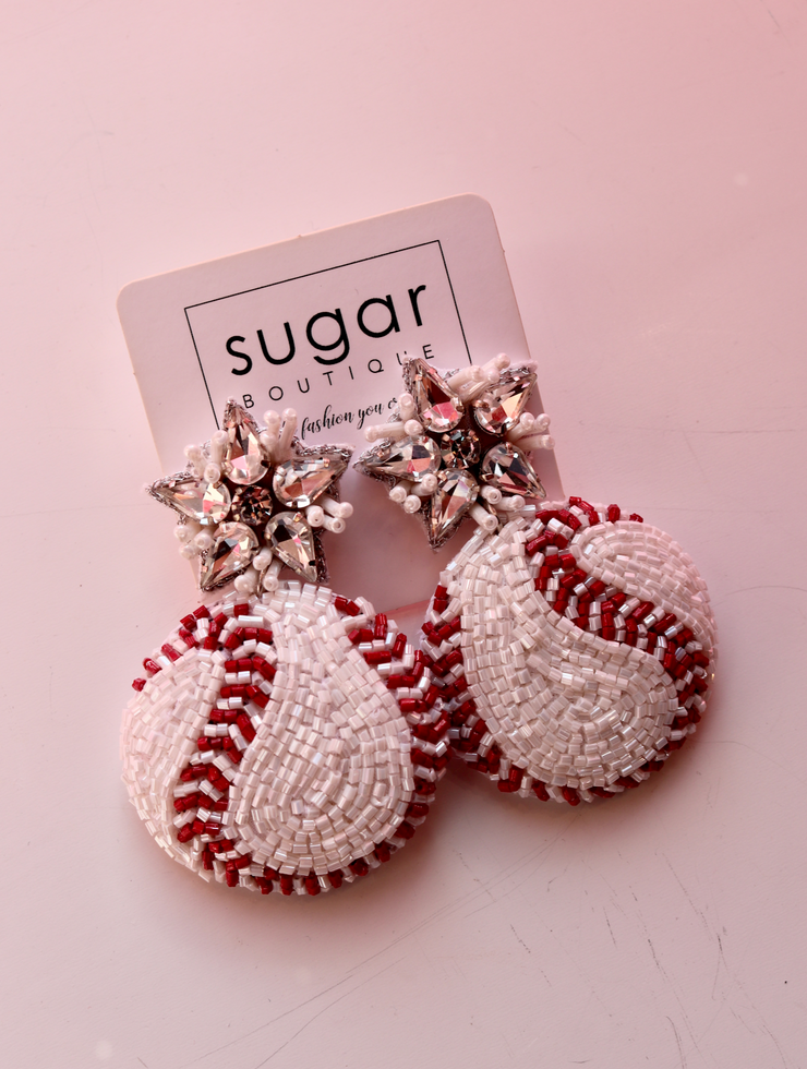 Sparkling Baseball Earring