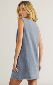 Sloane V-Neck Jersey Denim Dress