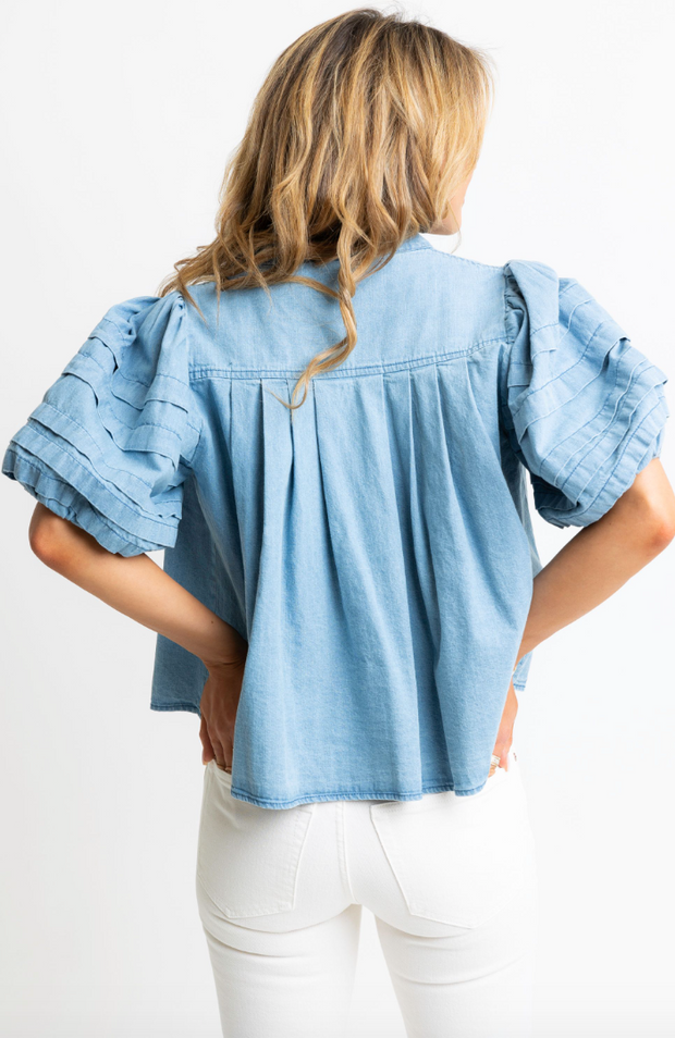 Riley Denim Puff Sleeve Top