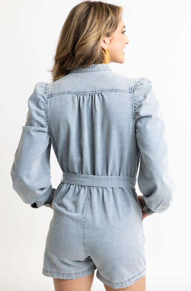 Miranda Belted Denim Romper