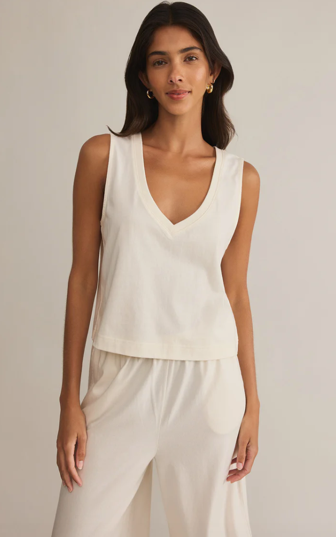 Sloan V-Neck Top | Sea Salt