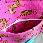 Quilted Weekender Duffle Bag | Pink SMALL Tiger Print