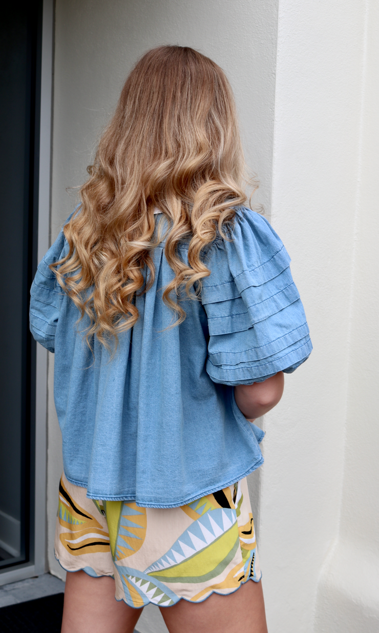 Riley Denim Puff Sleeve Top