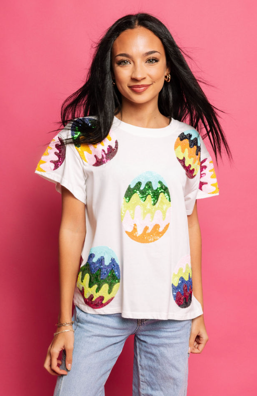 White Groovy Easter Egg Tee