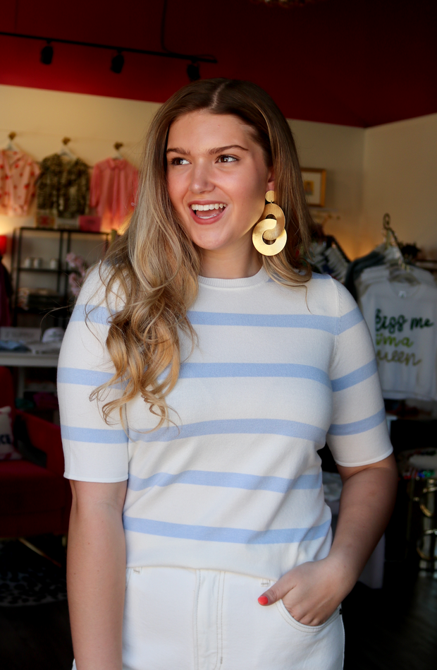 Simple Stripes Top | Baby Blue