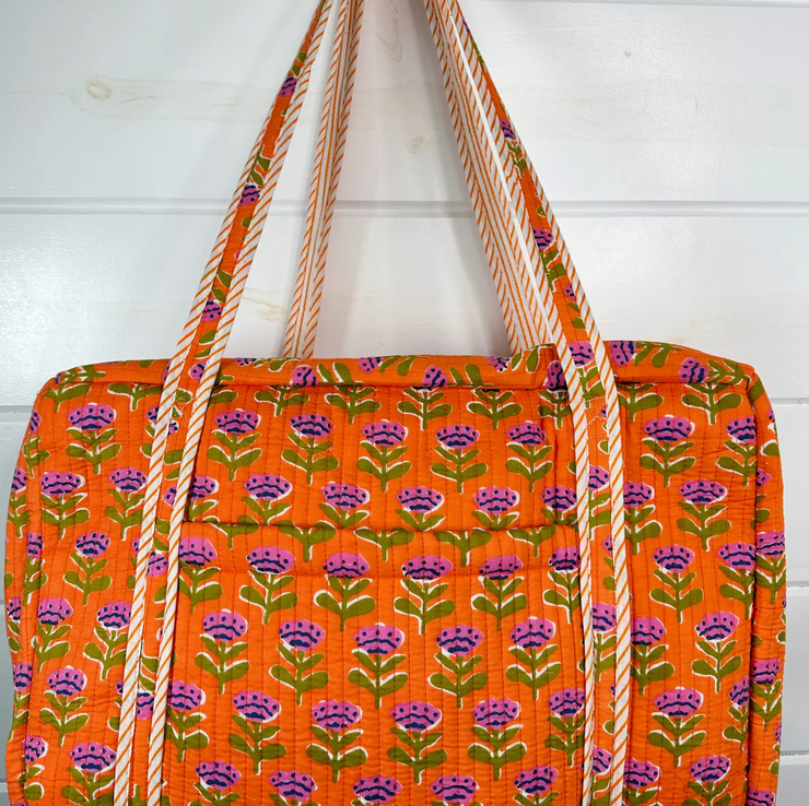 Quilted Weekender Duffle Bag |  Orange