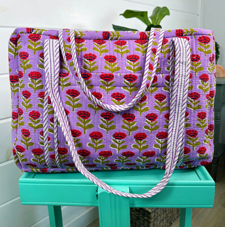 Quilted Weekender Duffle Bag |  Purple