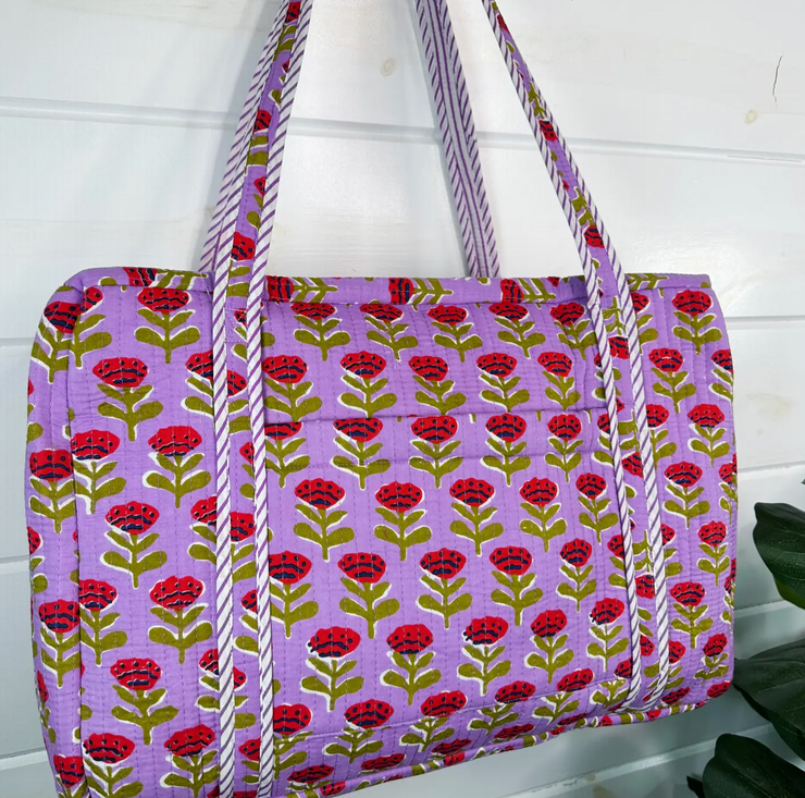 Quilted Weekender Duffle Bag |  Purple