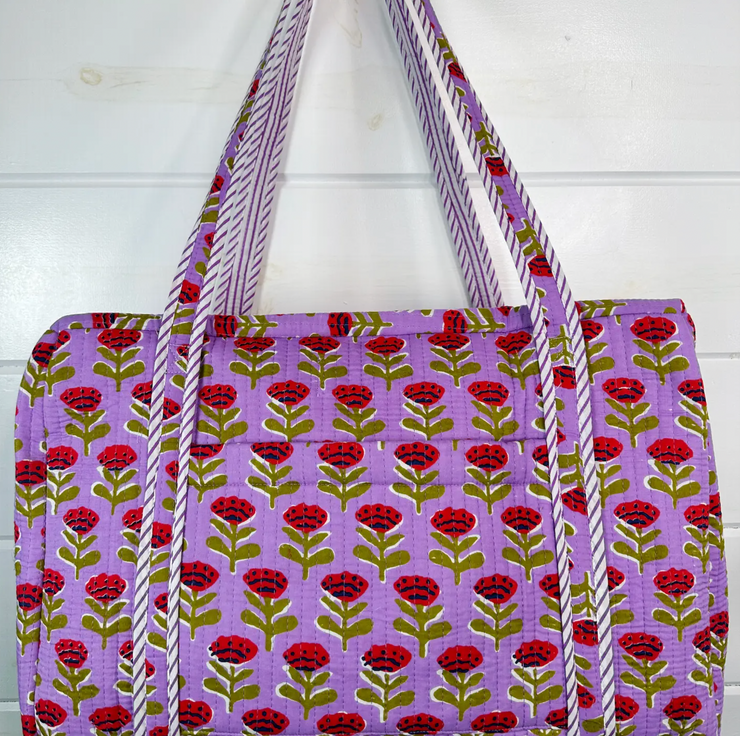 Quilted Weekender Duffle Bag |  Purple