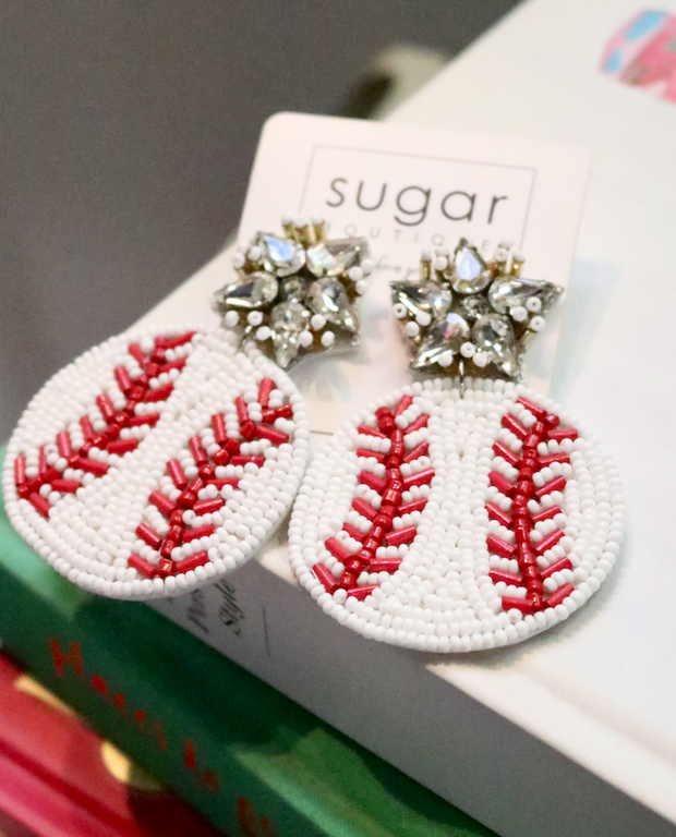 Sparkling Baseball Earring