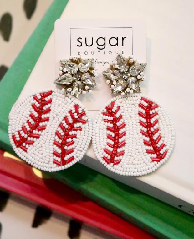 Sparkling Baseball Earring