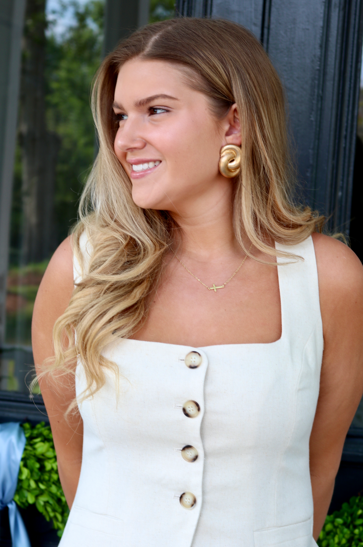 Hepburn Link Earring | Matte Gold