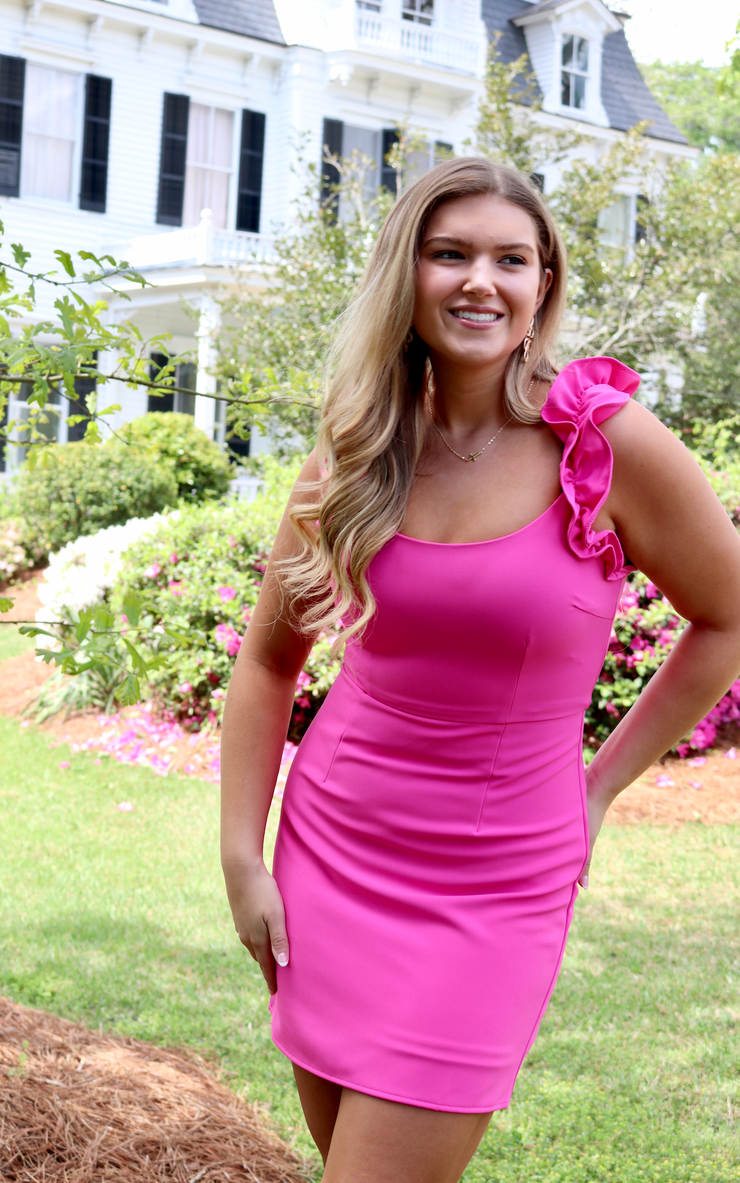 Lila Ruffle Dress | Lipstick PInk