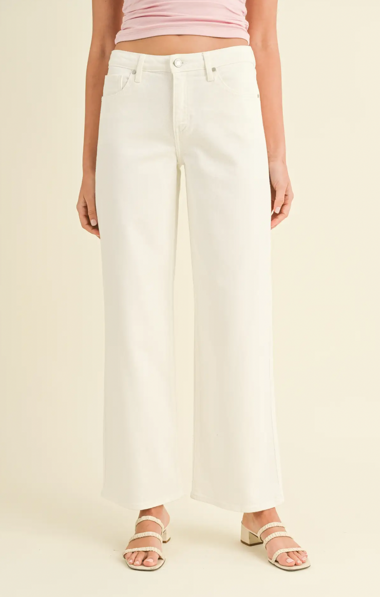 Mid Rise Slim Wide Leg