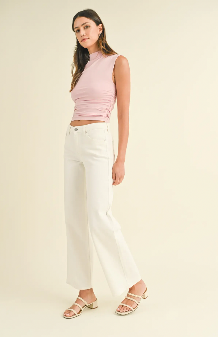 Mid Rise Slim Wide Leg